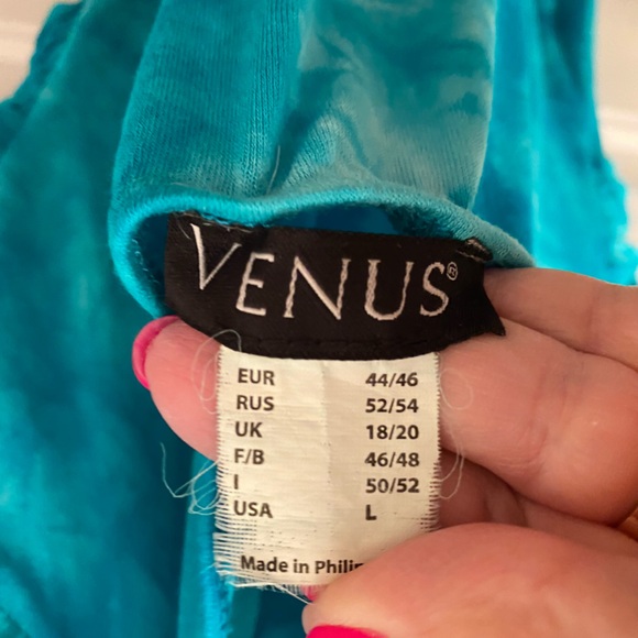 GENTLY USED VENUS SIZE LARGE SLEEVELESS BEADED TOP UNEVEN HEM TIE DYED LOOK - Picture 13 of 13